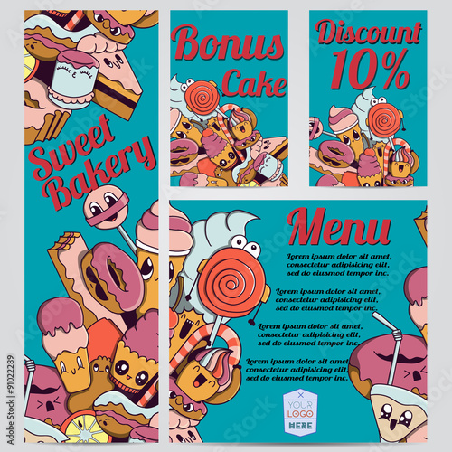 Sweet bakery Menu Card Design template. Vector illustration.