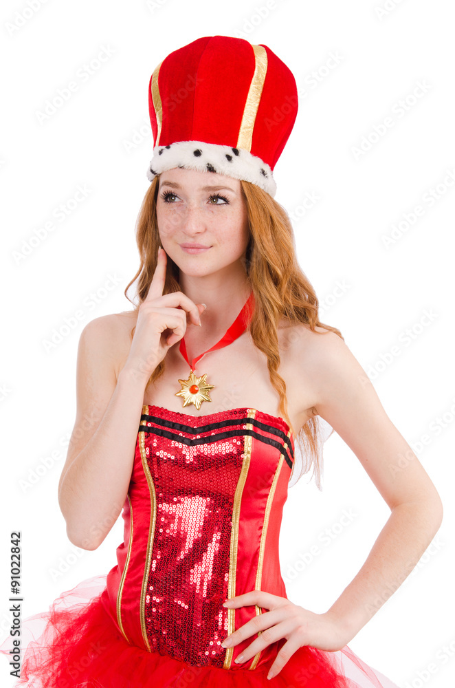 Red hair girl in carnival costume isolated on white Red hair girl in carnival costume isolated on white