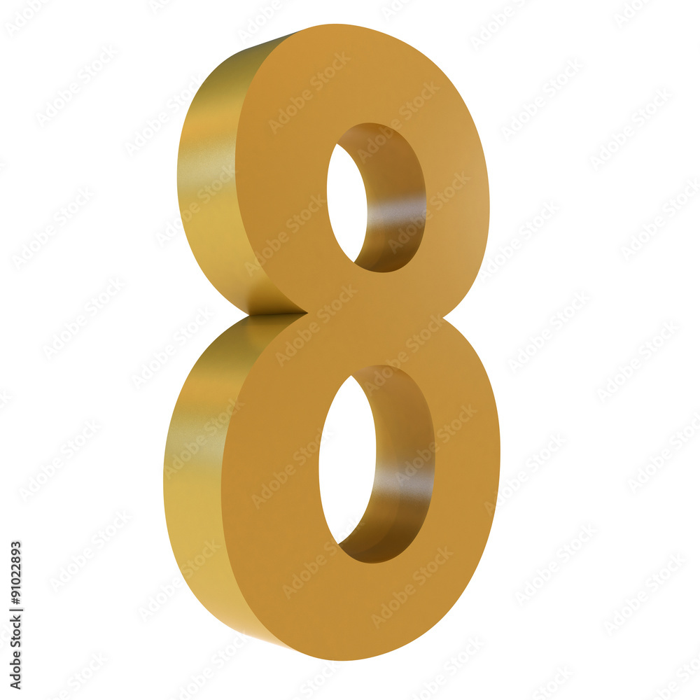 3D Gold Number 8 3D Gold Number 8