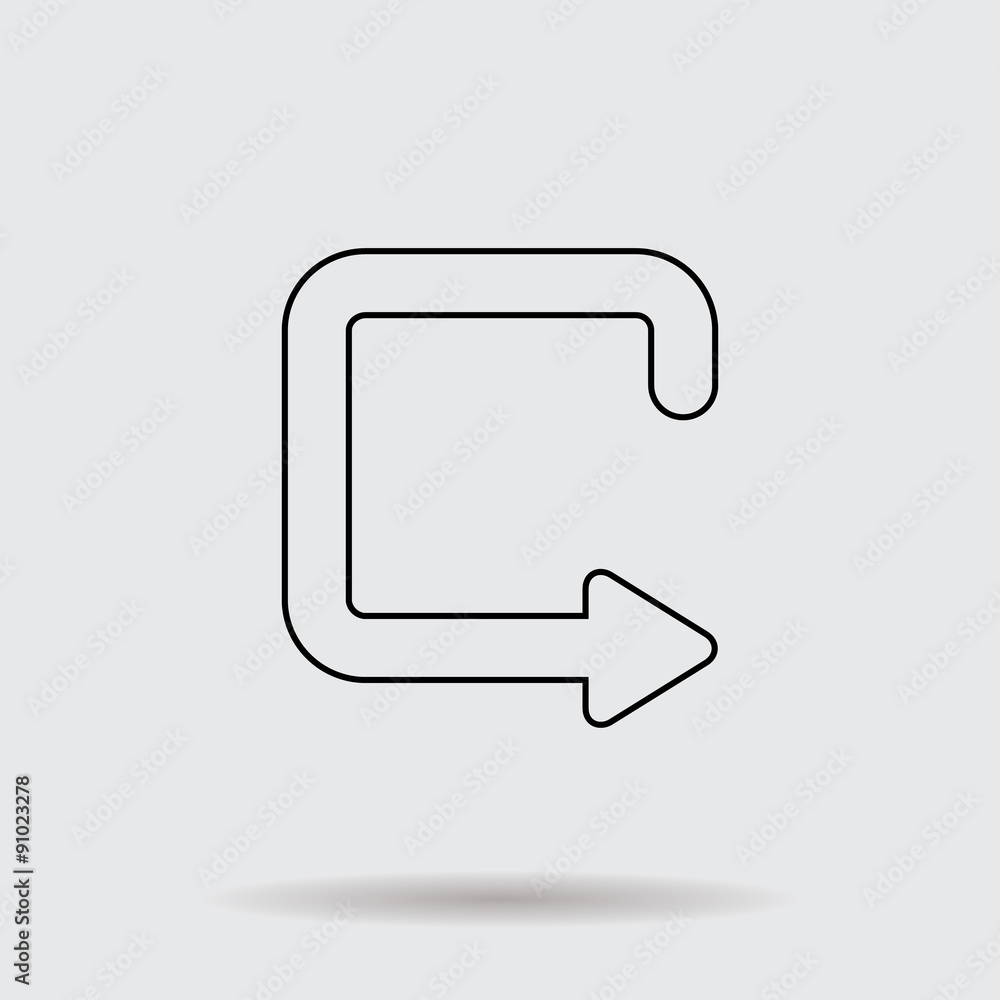 Flat line arrow icon for web and user interface design Flat line arrow icon for web and user interface design