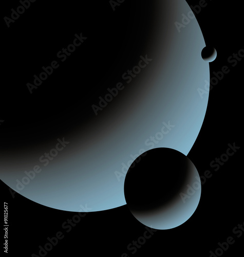 Fototapeta Naklejka Na Ścianę i Meble -  Two satellite on blue background planet in the night