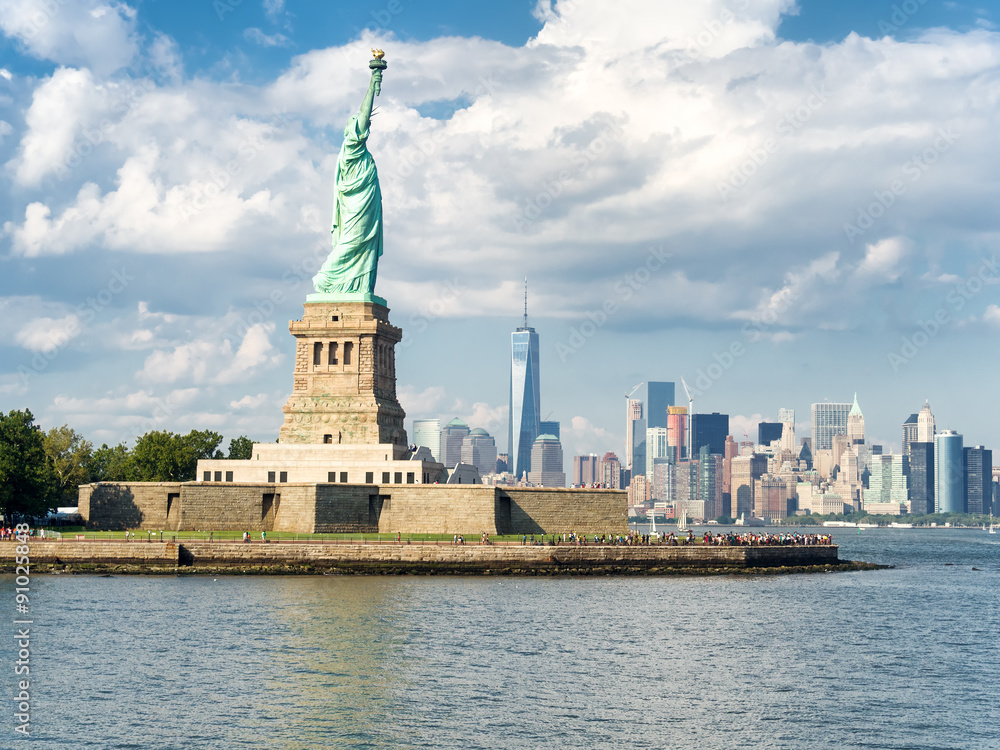 The Statue of Liberty with the New York skyline