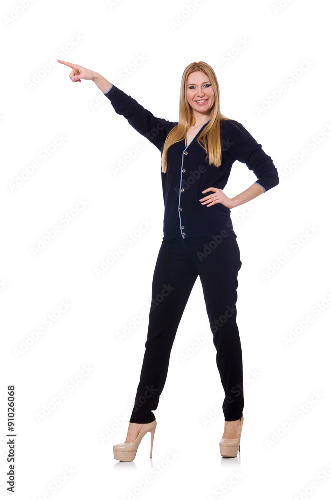 Tall young woman in black clothing isolated on white Tall young woman in black clothing isolated on white
