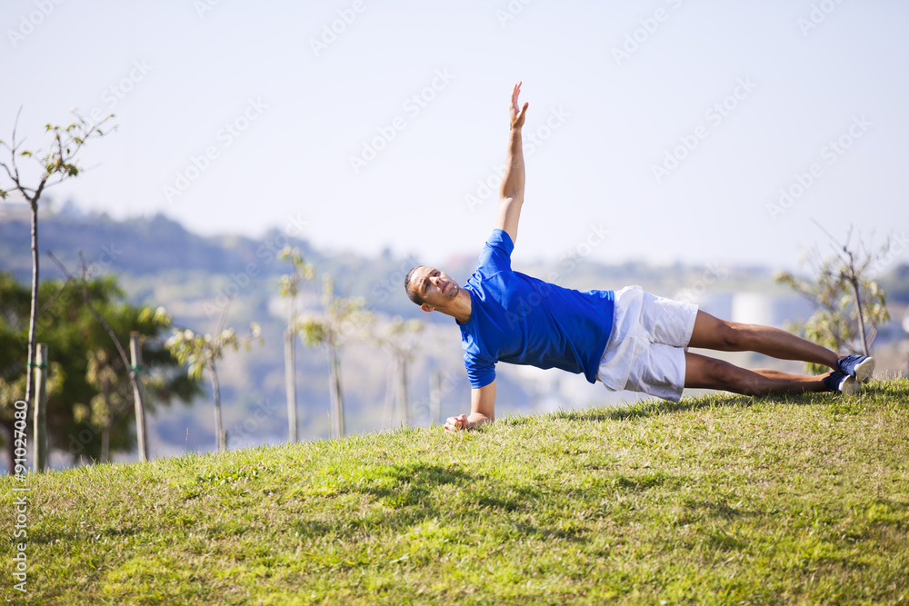 Young man exercising outdoor Young man exercising outdoor