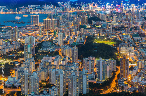 Hong Kong cityscape aerial view from Lion Rock Hill