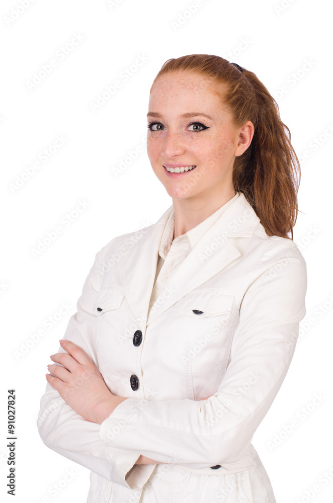 Red hair girl isolated on white Red hair girl isolated on white