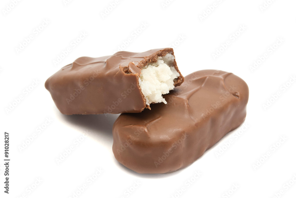 pair of chocolate bars on white pair of chocolate bars on white