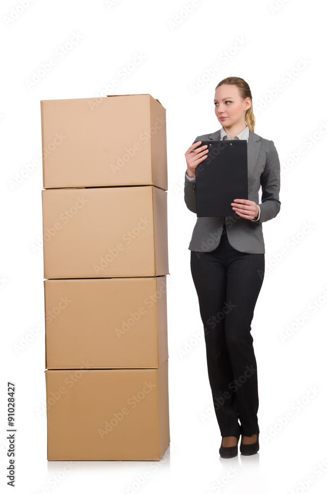 Businesswoman in business concept isolated on white Businesswoman in business concept isolated on white