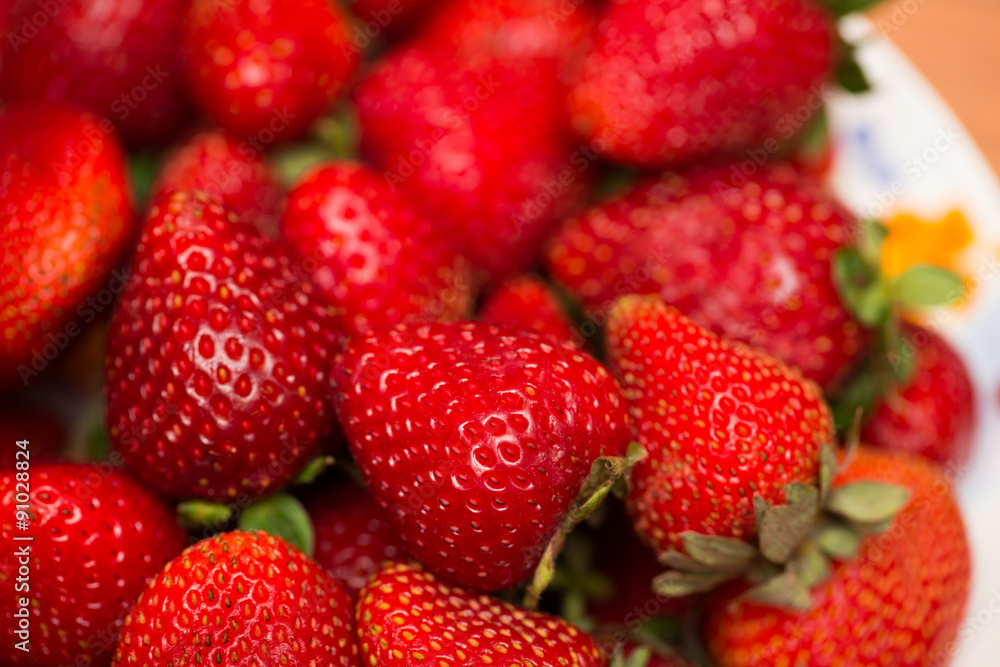 Strawberries arranged on the display Strawberries arranged on the display