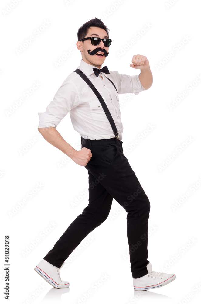 Young man with moustache isolated on white Young man with moustache isolated on white