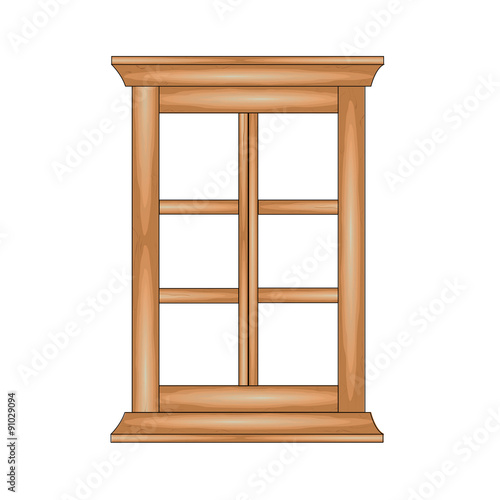 Wooden  window. Vector illustration.