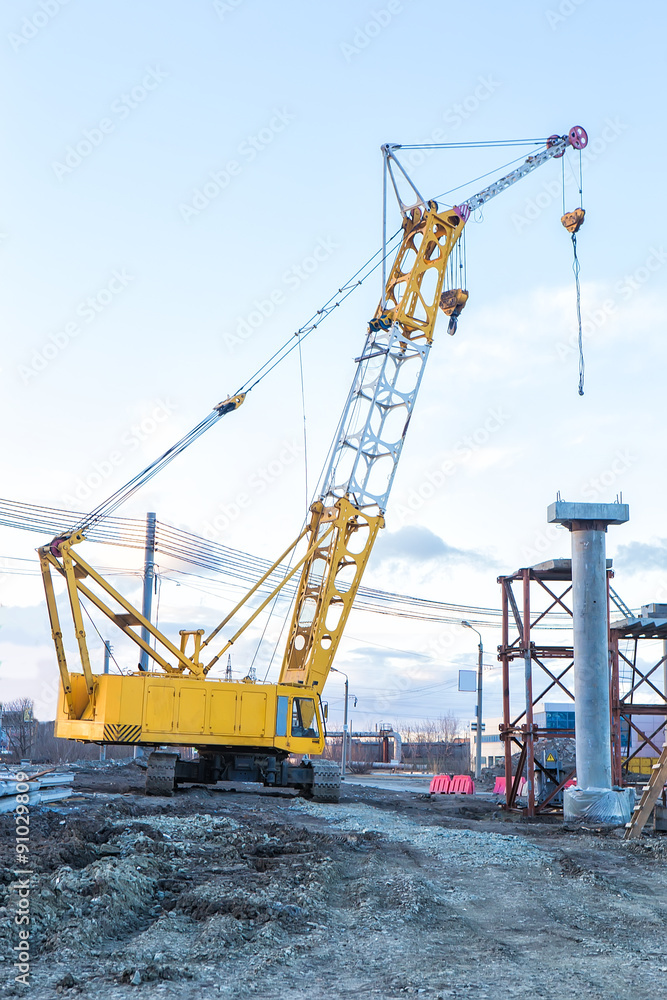 crane on construction of new bridge