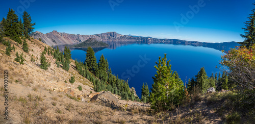 Crater lake and surrounding areas