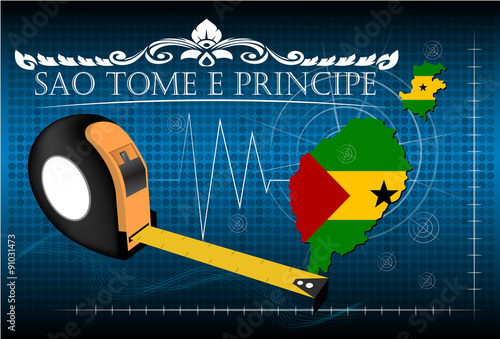 Map of Sao tome e principe with ruler, vector.