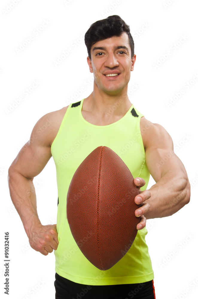 Man playing american football isolated on white Man playing american football isolated on white