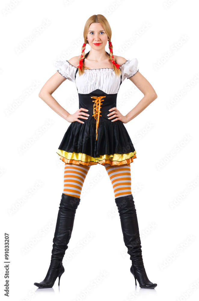 Woman in bavarian costume isolated on white Woman in bavarian costume isolated on white