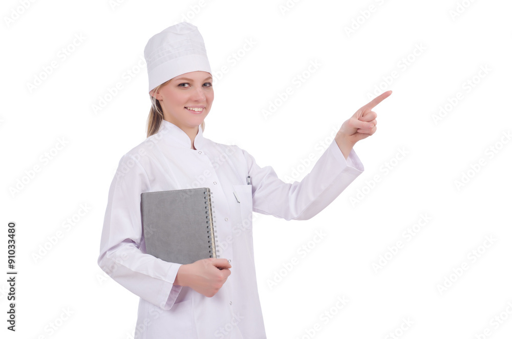 Pretty female doctor isolated on white Pretty female doctor isolated on white