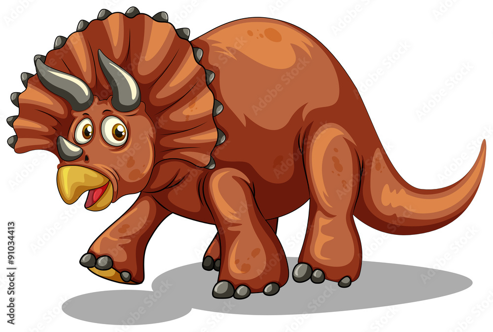 Fototapeta premium Dinosaur with horns on white