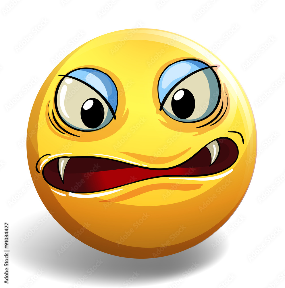 Fototapeta premium Monster face on yellow badge