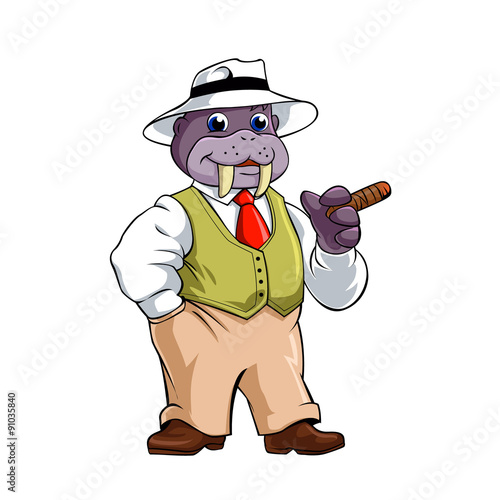 Elegant walrus with Cigar