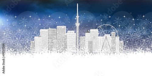 雪　東京　背景