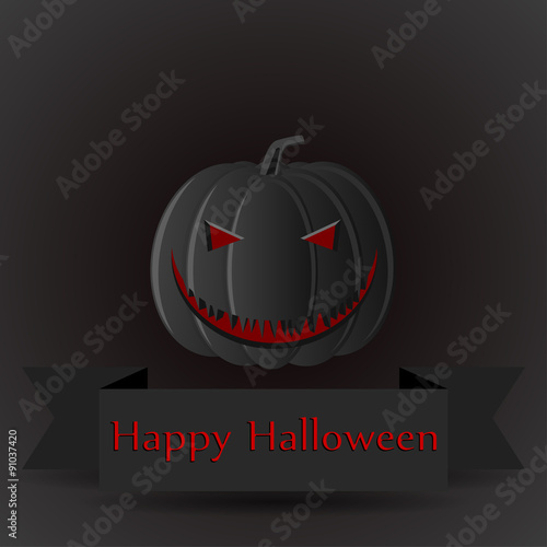 Happy Halloween, black pumpkin Jack smile postcard