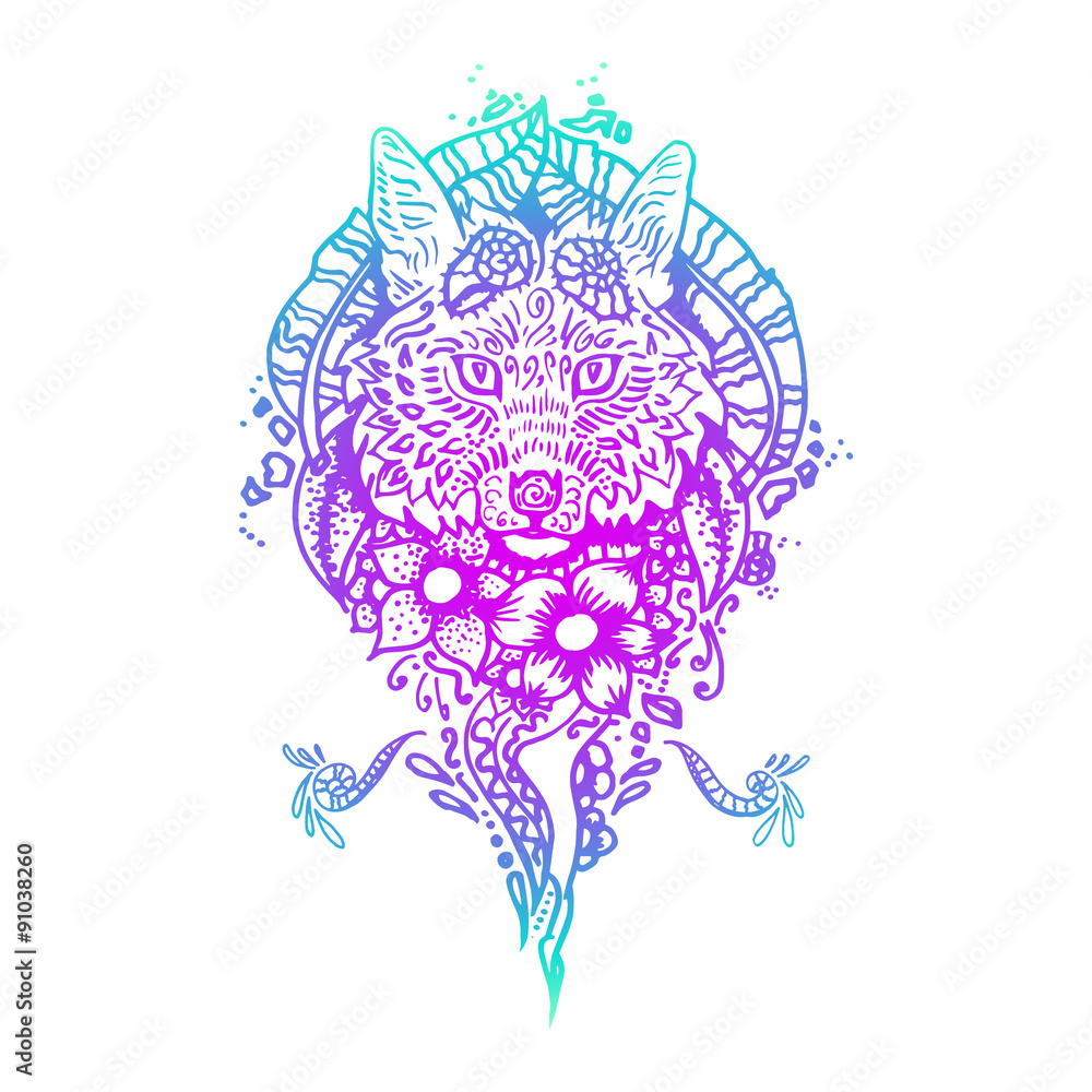 Fototapeta premium Graphic colored vector fox.