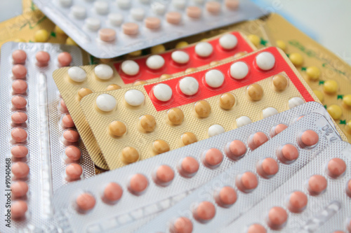 Colorful oral contraceptive pill