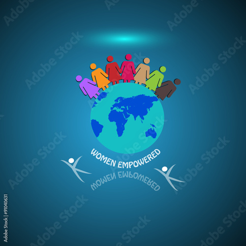 Vector Illustration of Women Empowerment, Concept of unity , strength, Leadership, Together and Happiness