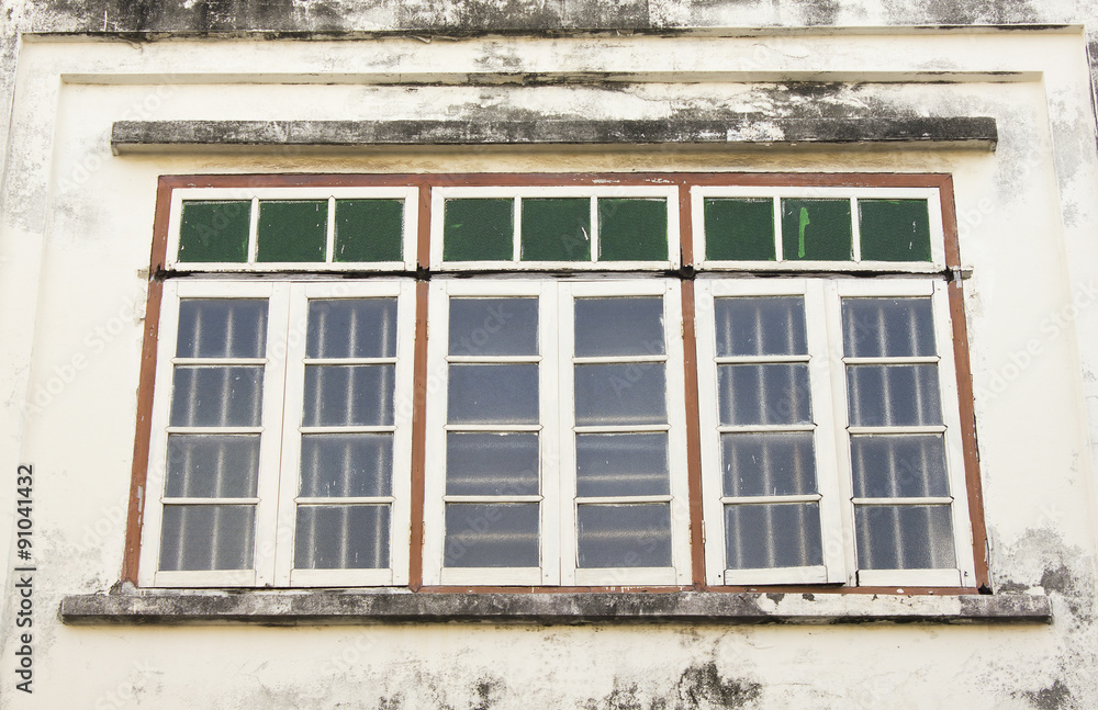 Old wooden window at old town ; Songkhla province Thailand Old wooden window at old town ; Songkhla province Thailand