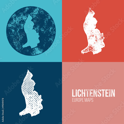 Lichtenstein Grunge Retro Map