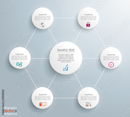 Infographic Halftone Circles Hexagon Networks