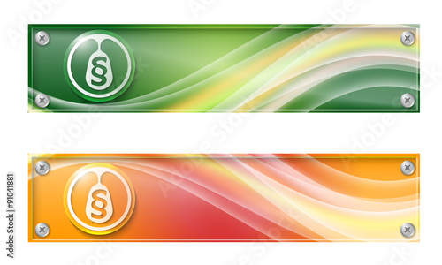 Set of two banners with colored rainbow and glass panel