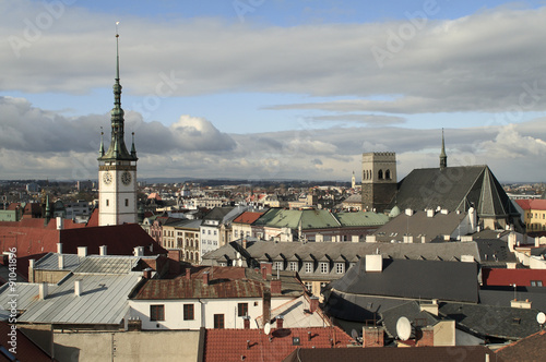 View of the rooftops of the city of Olomouc, Czech Republic.