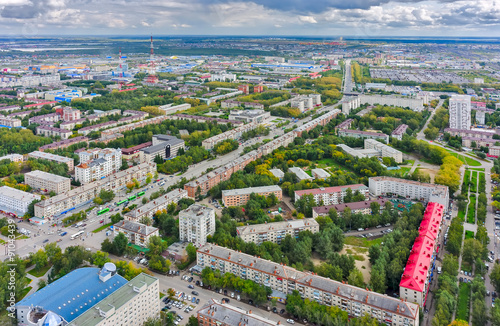 Housing area large-panel houses. Tyumen. Russia