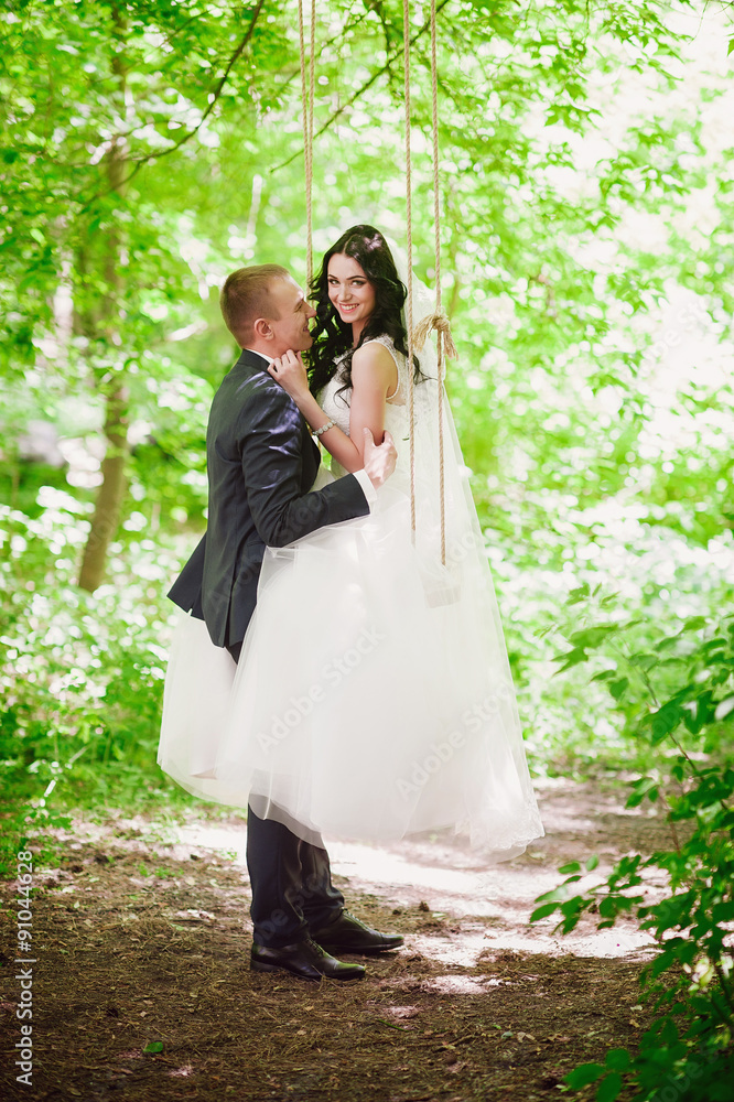 The bride and groom in nature, decor, peonies, flowers, lifestyle, marriage, family, love