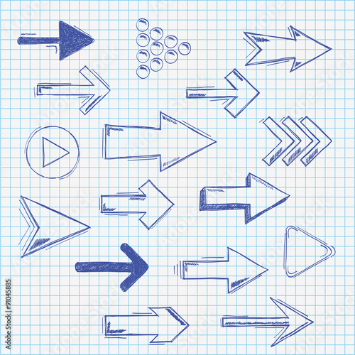 Checked Paper Handdrawn Arrows Set