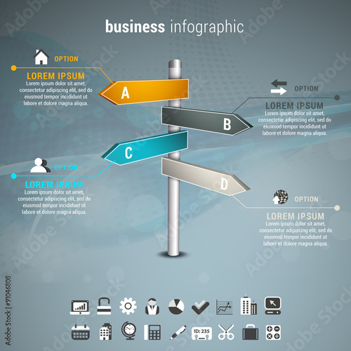 Business Infographic made of direction signs.