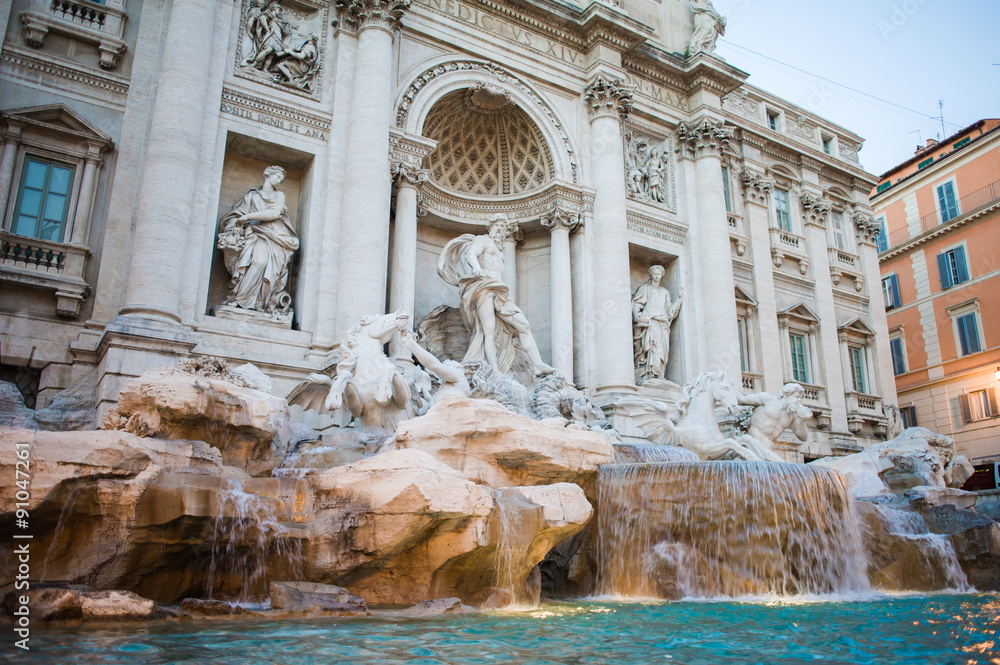 Old fountain. fountain de trevi. Rome