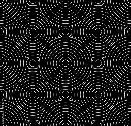 Vector modern seamless geometry pattern circles overlapping , black and white abstract geometric background,wallpaper print, monochrome retro texture, hipster fashion design