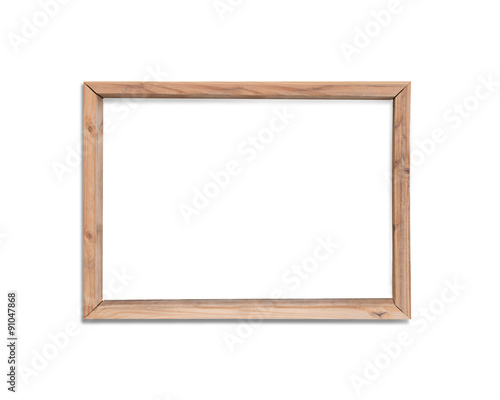 Blank white board with wooden frame