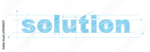 SOLUTION written in vector technical lettering font