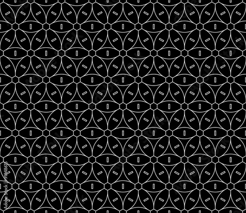 Vector modern seamless sacred geometry pattern flower of life , black and white abstract geometric background,wallpaper print, monochrome retro texture, hipster fashion design