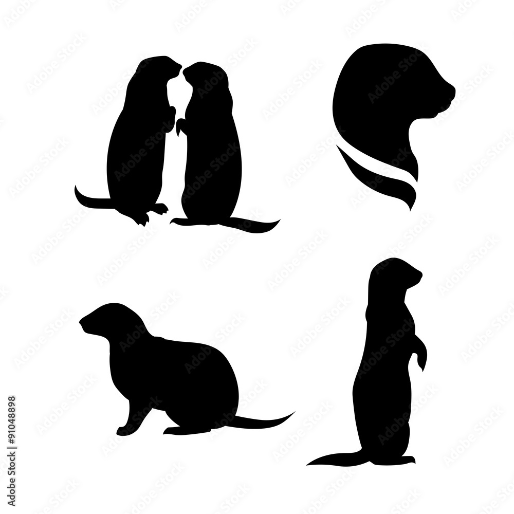 Obraz premium Prairie dog vector silhouettes.