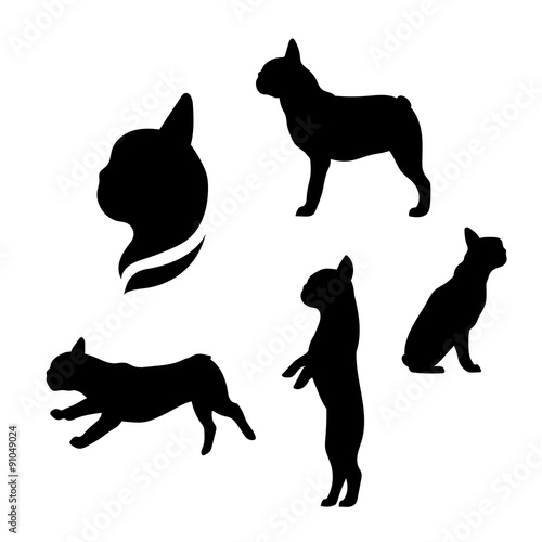 French bulldog vector silhouettes.