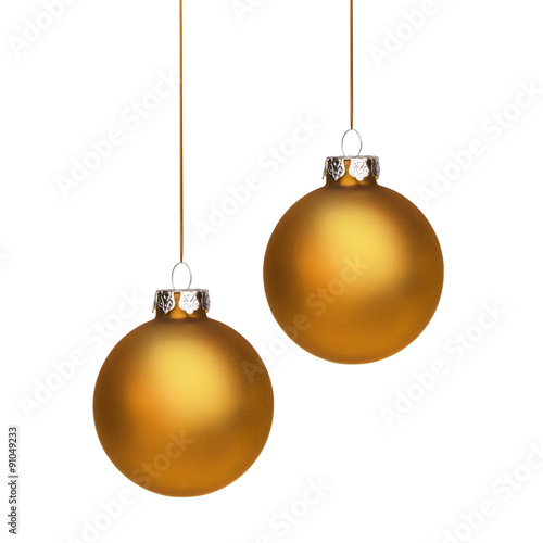 Zwei Goldene Weihnachtskugeln