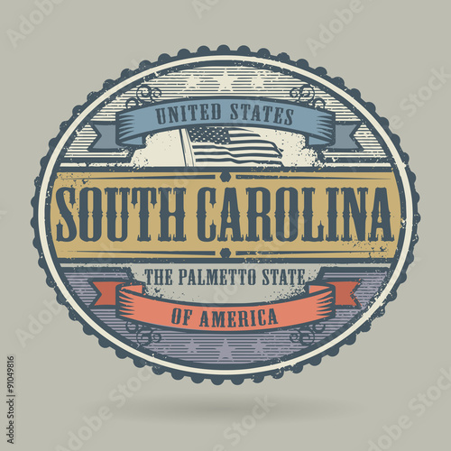 Stamp with the text United States of America, South Carolina