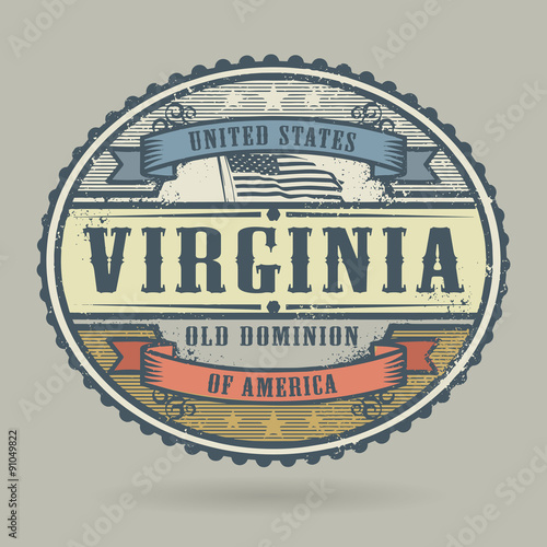 Stamp or label with the text United States of America, Virginia