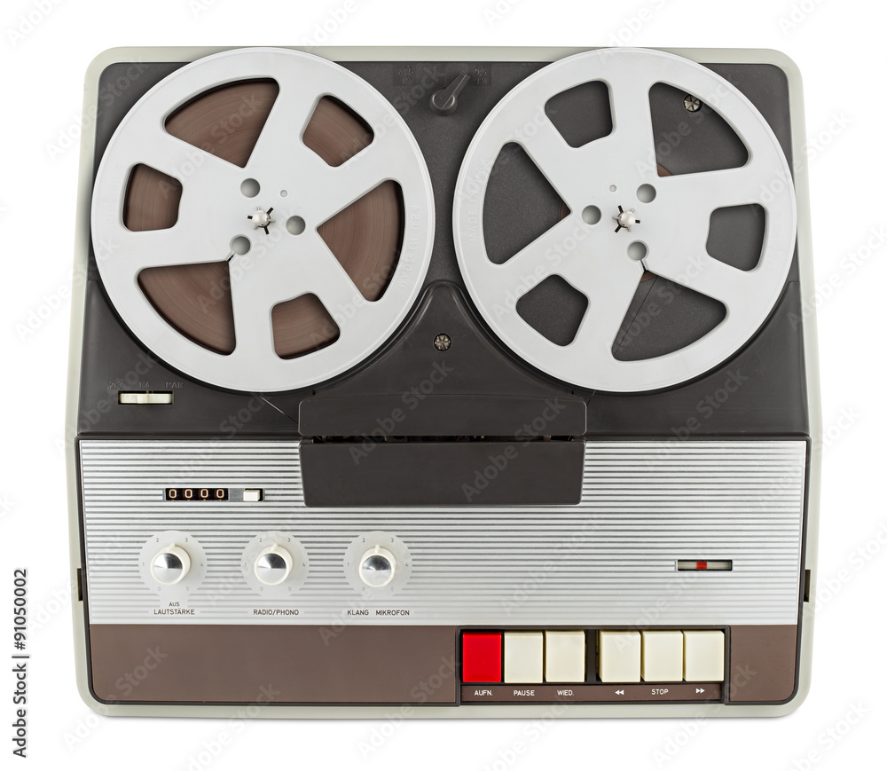 retro tape recorder isolated on white background