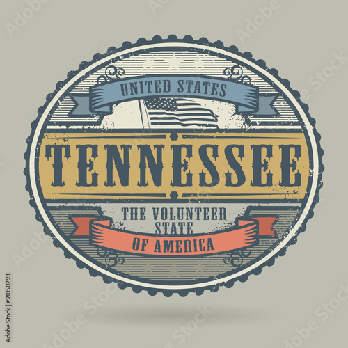 Vintage stamp with the text United States of America, Tennessee